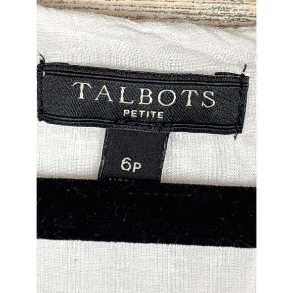 Talbots Womens 6P White Blue Embroidered Linen Sleeveless Lined Shift Mini Dress - Picture 5 of 8